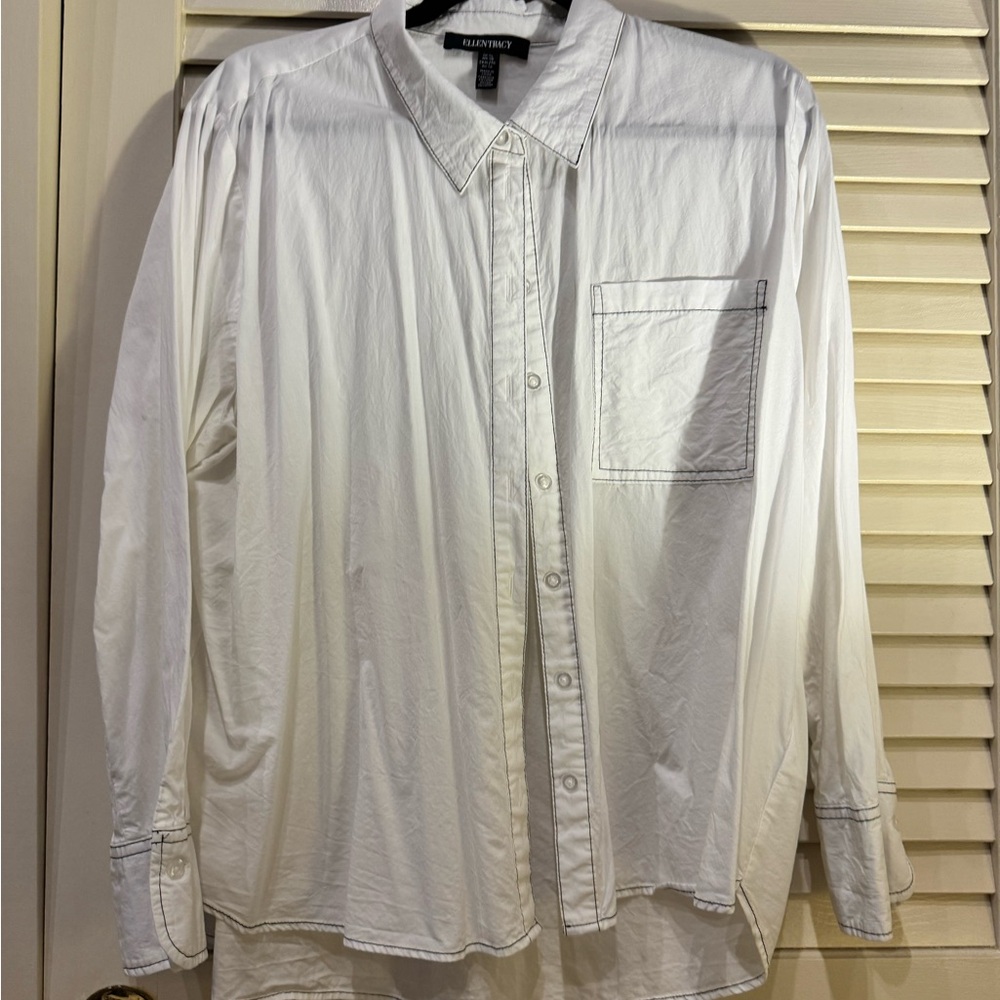 Ellen Tracy Classic Women’s White  Button Down Shirt